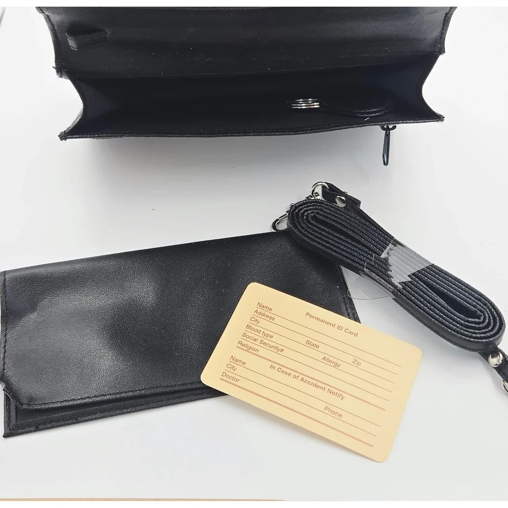 Buxton Black Leather Crossbody Wallet Purse Organizer Clutch Detachable Strap